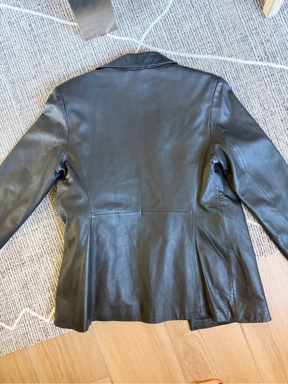 Classic Black Leather Blazer Jacket - Women's - Picture 5 of 5